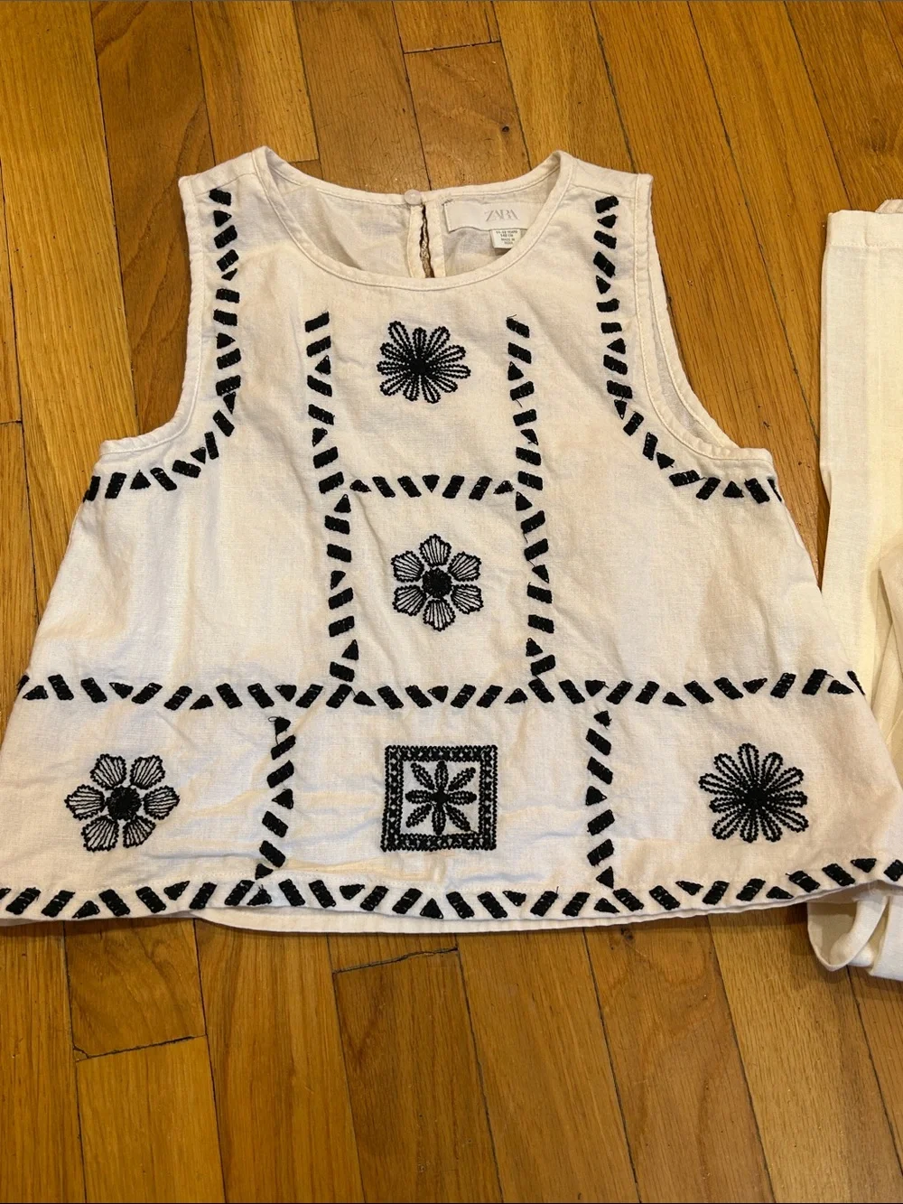 Zara Cream and Black Embroidered Set